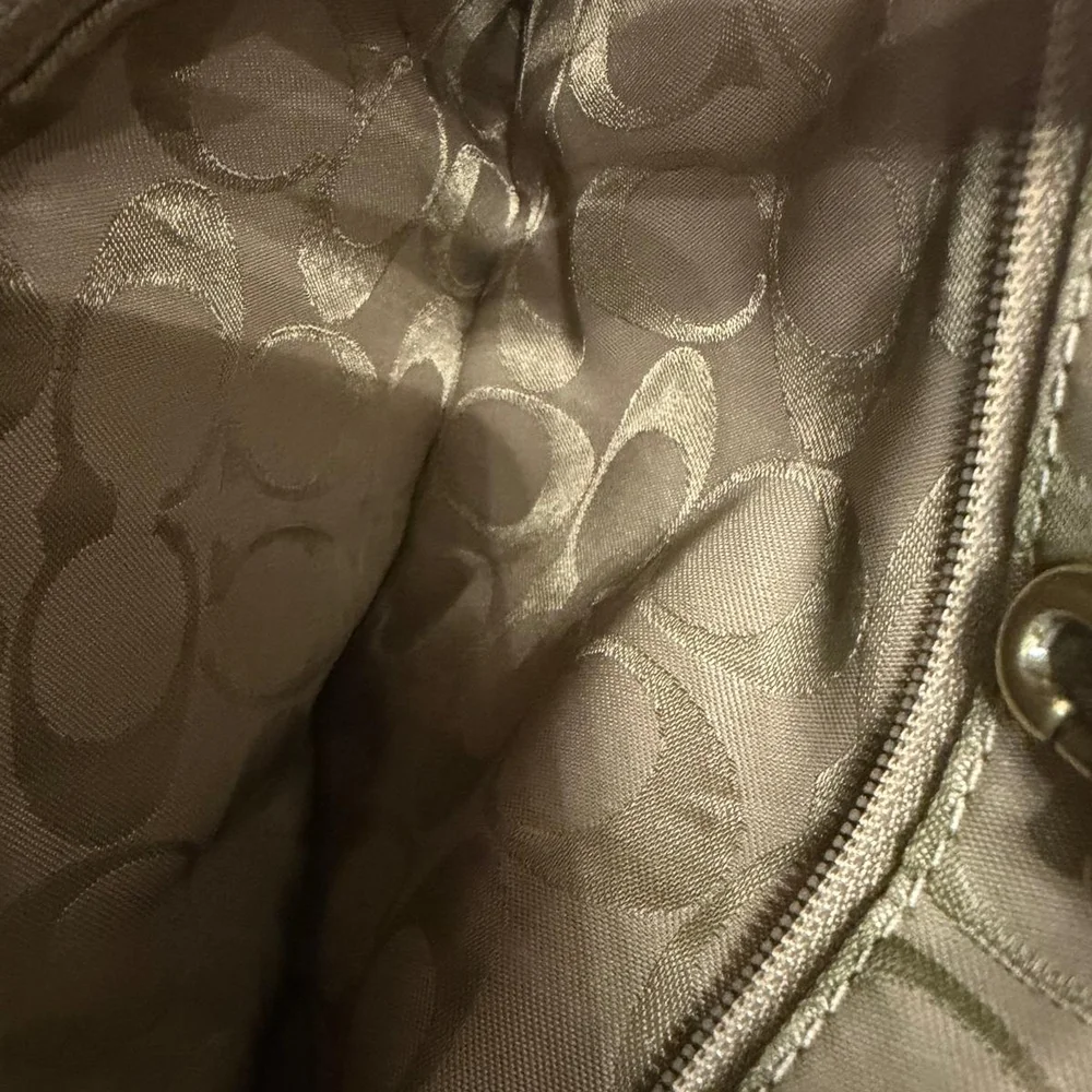 Coach Cream and Tan Tote Bag